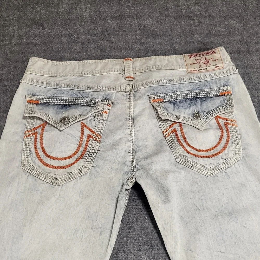 Vtg True Religion Men's Ricky Straight Leg Natural Mega T White/Red Jeans Sz 40